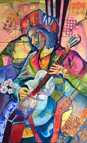 Guitaristens stille stund160x100 cm18.000,-