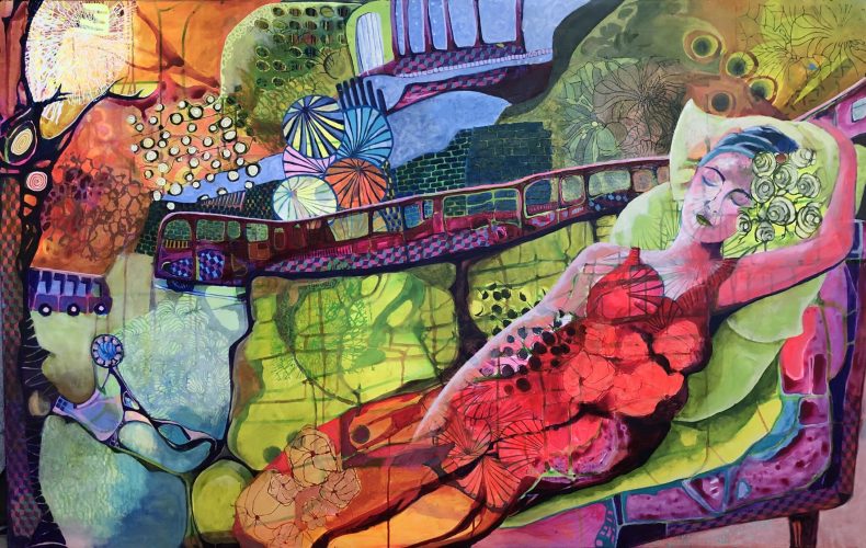 Solgt - Rejsedrømme 160x100 cm