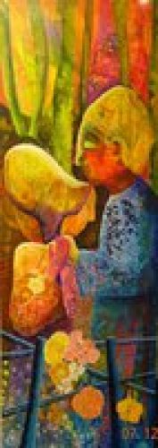 Solgt - Seniordans i skoven   50x140 cm